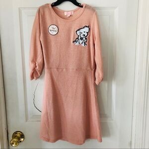 NWOT POOF GIRL soft pink sequins sparkly puppy dog fit & flare dress girls SZ M
